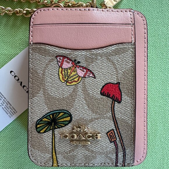 COACH X OBSERVED BY US ZIP CARD CASE:NWT LIGHT PINK/LIGHT KHAKI CU403 - Picture 2 of 12